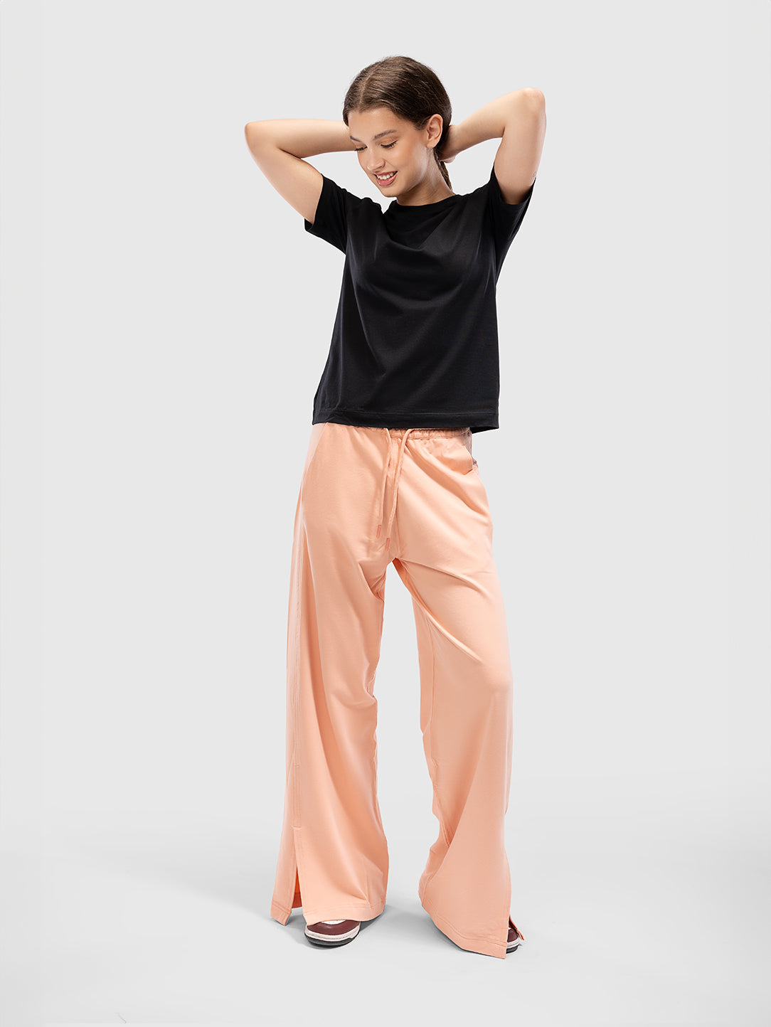 Pink Wide Leg Pima Cotton Yoga Pants