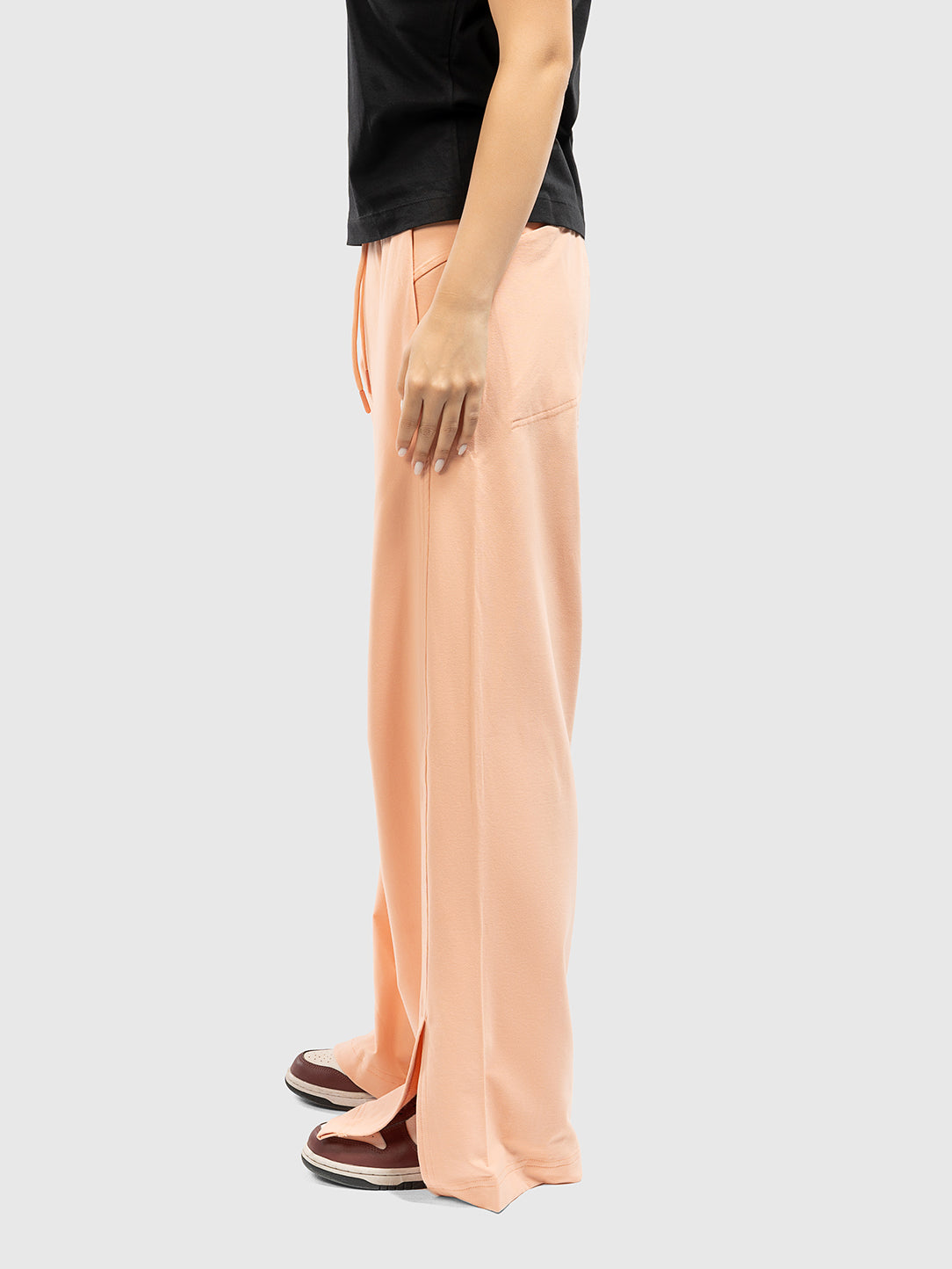 Pink Wide Leg Pima Cotton Yoga Pants