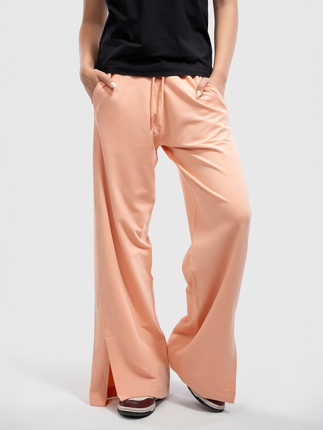 Pink Wide Leg Pima Cotton Yoga Pants